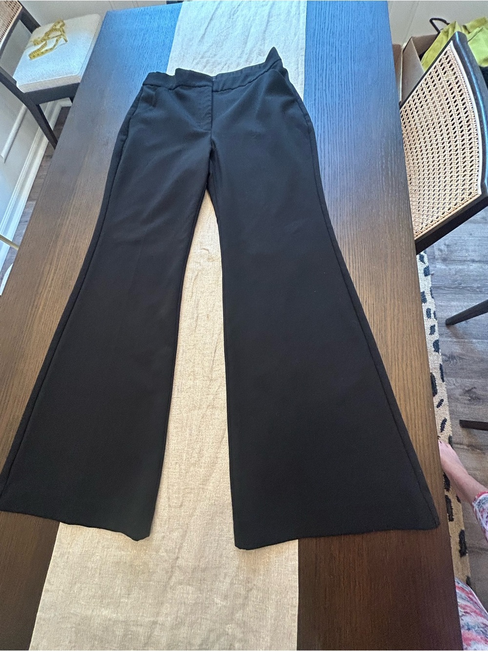 Express Editor Flare Trouser Pants Black High Rise Size 10R Like New - Picture 6 of 13